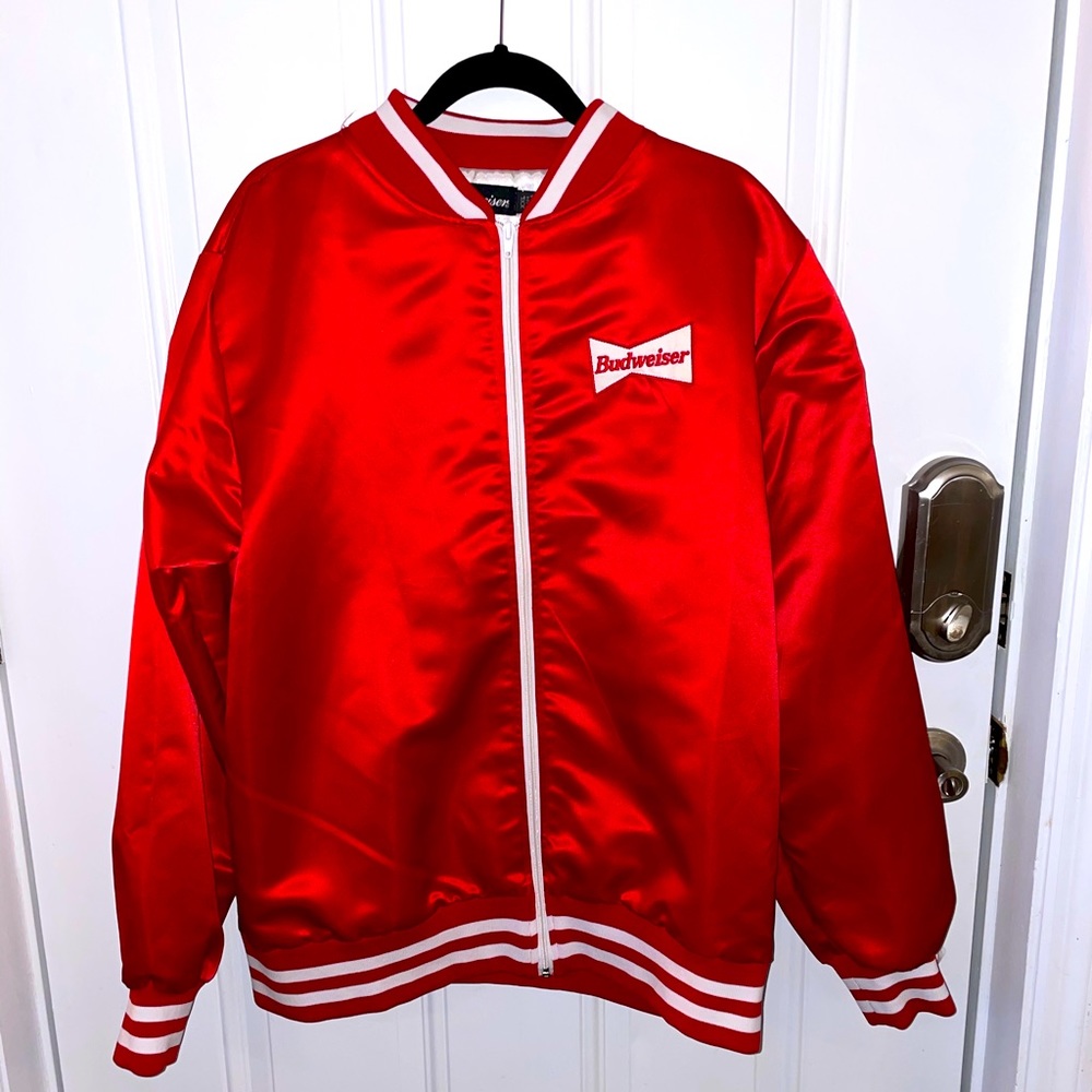 Unisex Vintage Budweiser satin bomber jacket